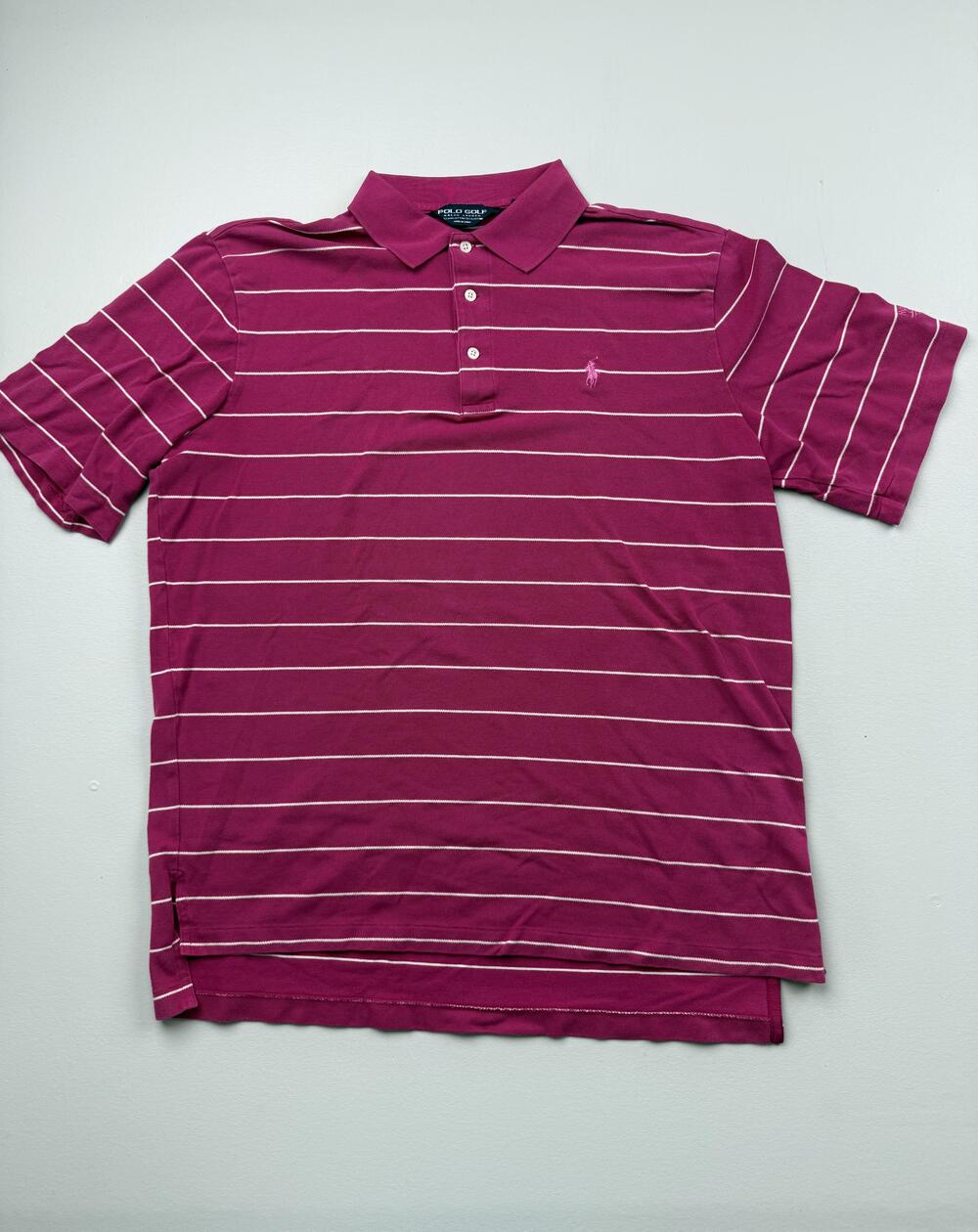Polo Golf Ralph Lauren Polo Shirt Mens Large Pink Striped Houston Lake Club Golf